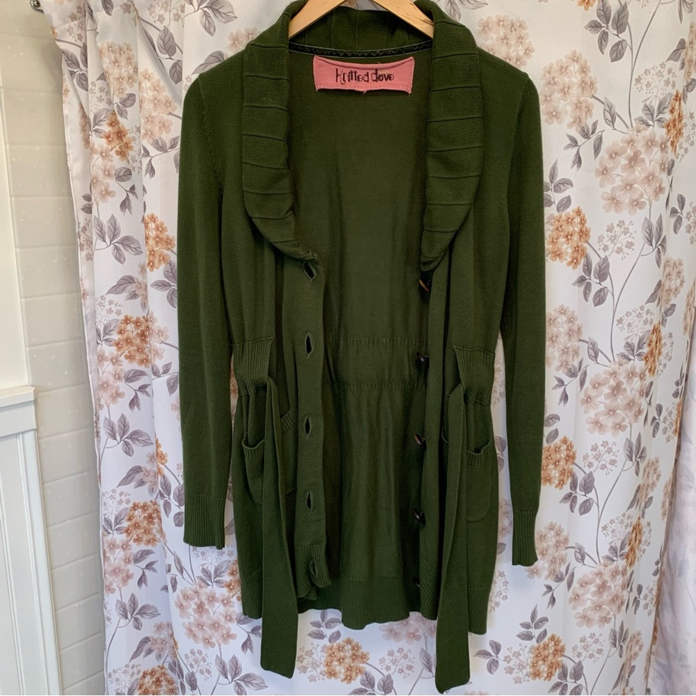 Anthropologie Knitted Dove Emerald Green Cardigan Sweater - Picture 4 of 13